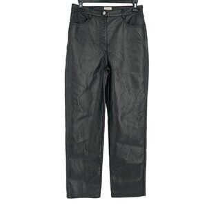 Aritzia Wilfred Black Faux Leather Straight Leg Stretch  Pants‎ Size 6